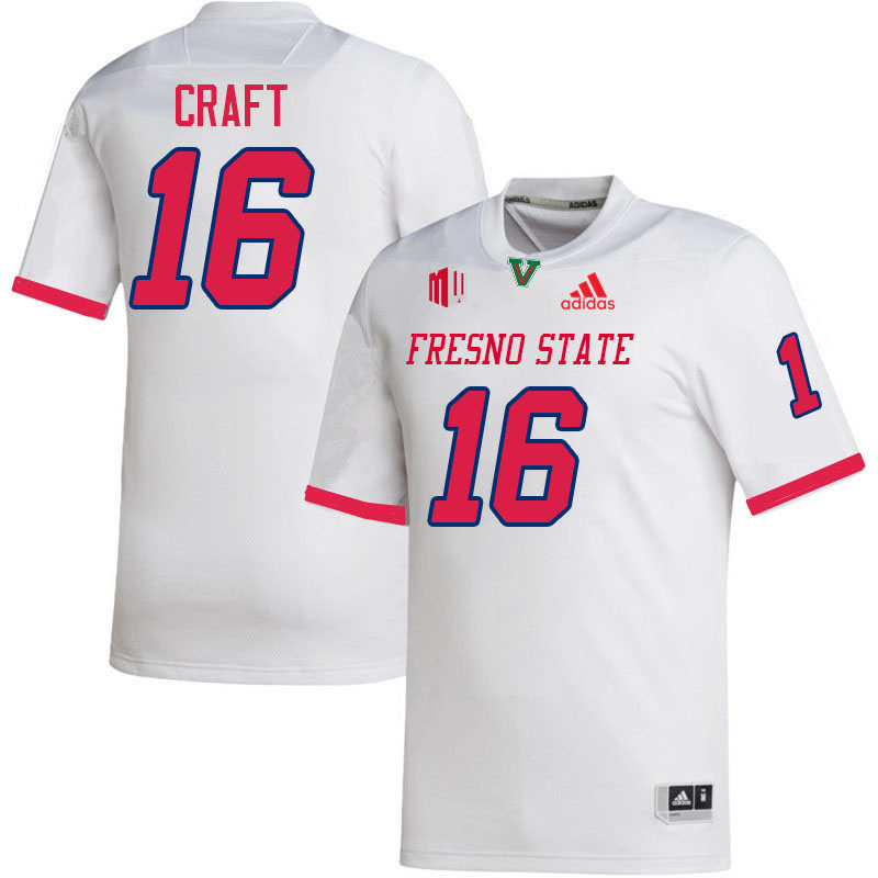 Fresno State Bulldogs #16 Jonathan Craft College Football Jerseys Stitched-White